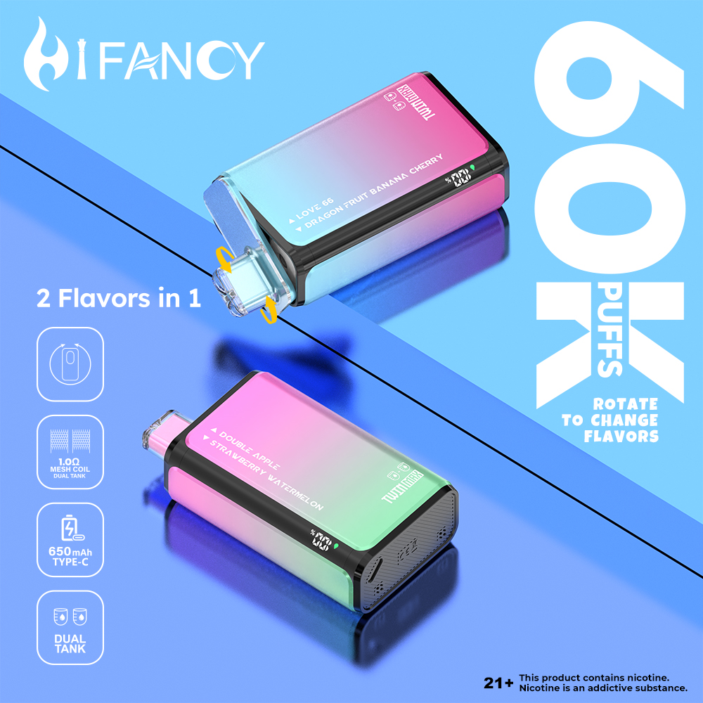Disposable vape HiFancy Twin Max 60K with 650 mAh vape pen battery